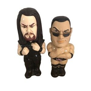 WWF 1998 The UnderTaker 3-D Big Skipper Water Bottle 1999 The Rock No Straws